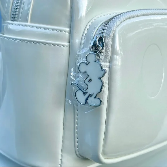 New Pearl White Mickey Mouse Signature Disney Loungefly Mini Backpack 🤍 - Picture 5 of 7